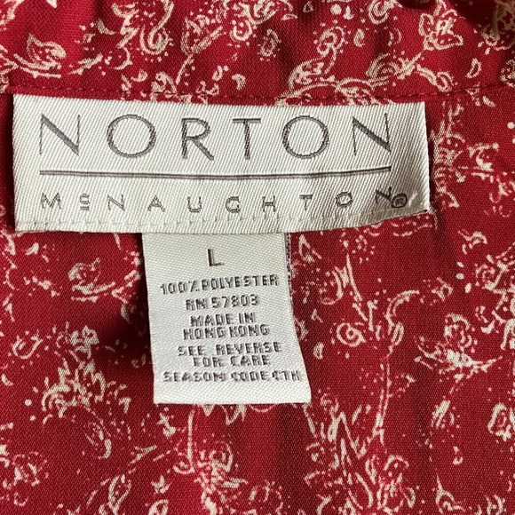vintage Norton McNaughton Red Pattern Blouse, Lg. - Picture 9 of 12